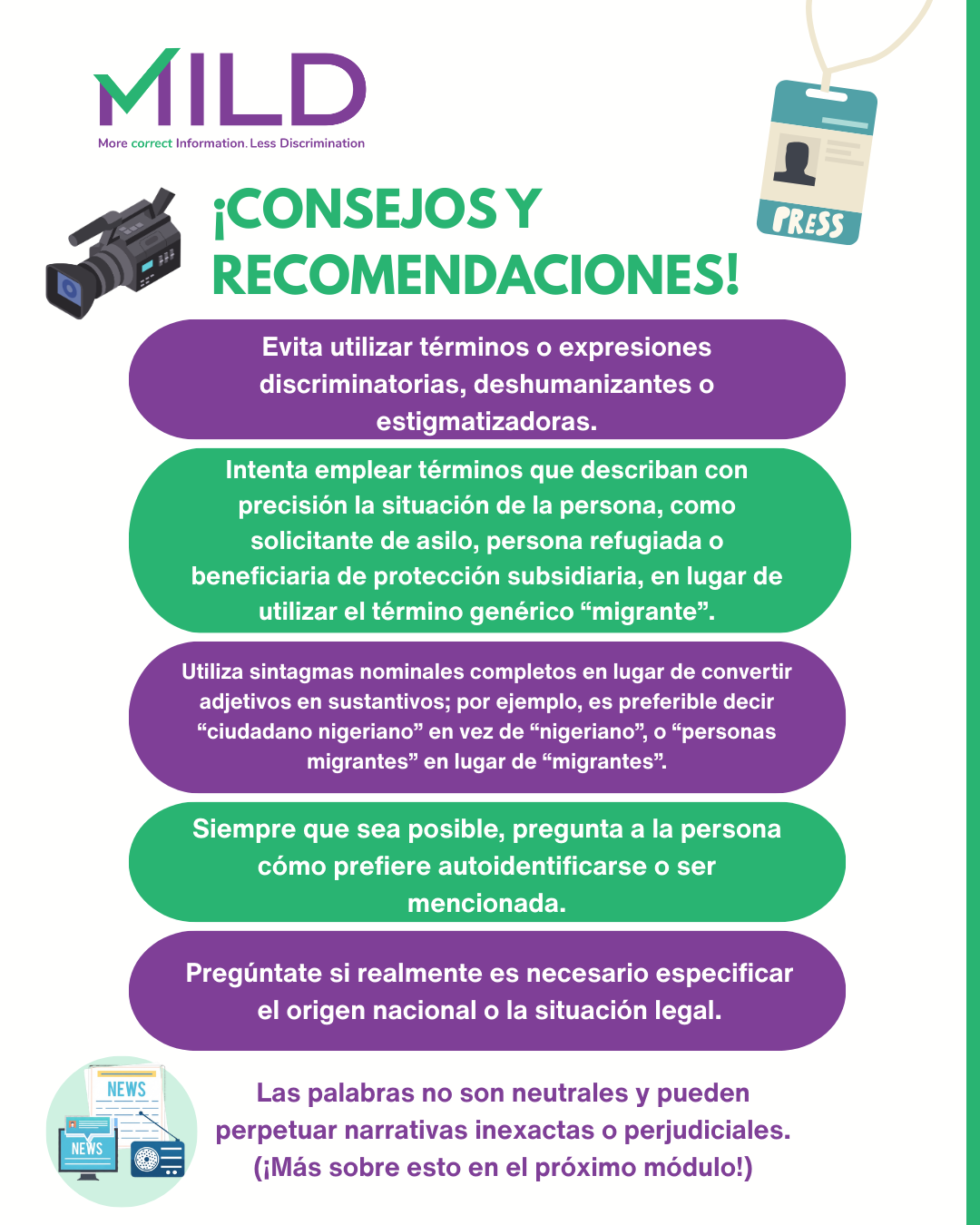 Infografía: Consejos y recomendaciones para un lenguaje no discriminatorio